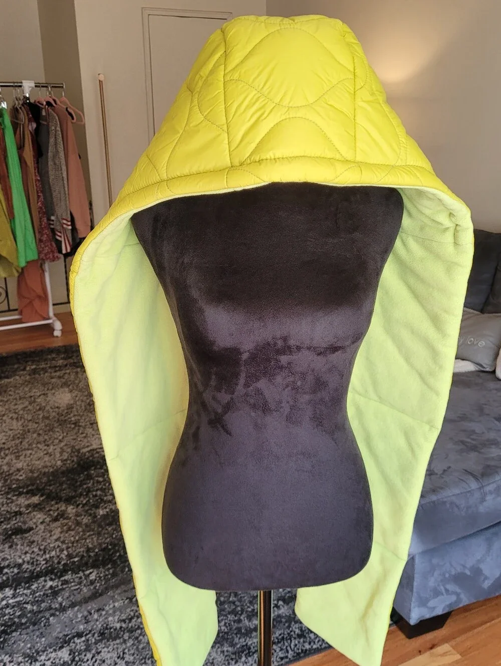 Free People Movement Fleece-Lined Hood Scarf Yellow Green Chartreuse